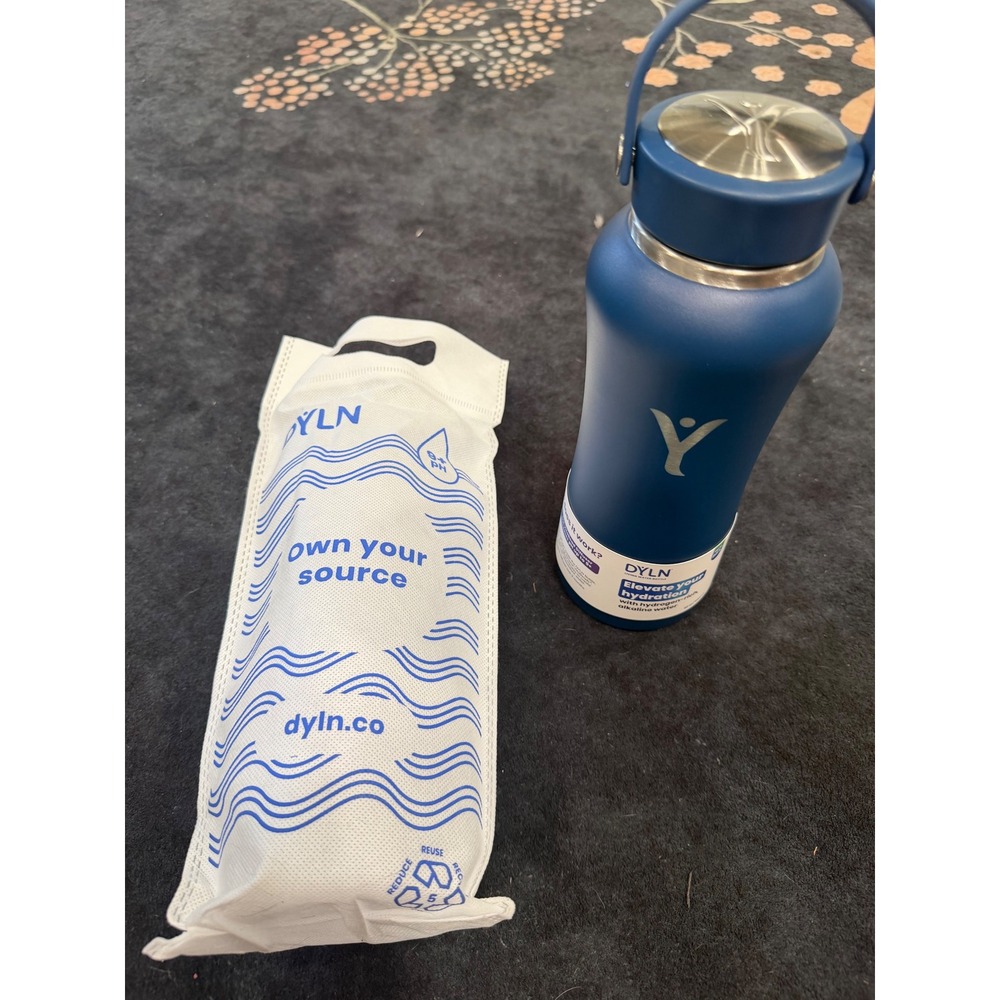 DYLN Living Water Bottle 32oz Navy Blue Alkaline Hydrogen Insulated Stainless